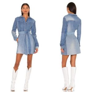 NWT EB Denim Medium‎ Wash Patchwork Trench Dress Size XS